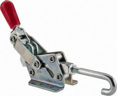 De-Sta-Co - 1,507 Lb Capacity, Horizontal, J Hook, Flanged Base, Carbon Steel Pull Action Latch Clamp - 3/4" Drawing Movement, 8.98" OAL, Straight Handle - Eagle Tool & Supply