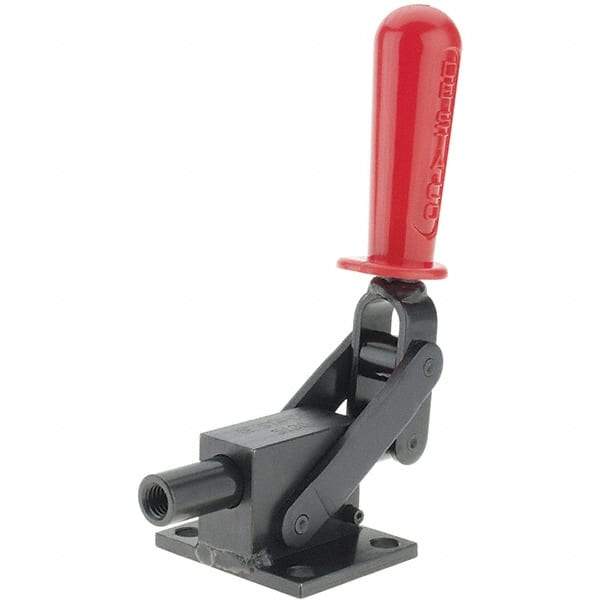 De-Sta-Co - 5,800.07 Lb Load Capacity, Flanged Base, Carbon Steel, Standard Straight Line Action Clamp - 4 Mounting Holes, 0.41" Mounting Hole Diam, 1.14" Plunger Diam, Straight Handle - Eagle Tool & Supply
