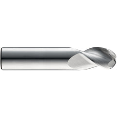 ‎1/2″ Dia. × 1/2″ Shank × 5/8″ DOC × 2-1/2″ OAL, Carbide TiB2, Spiral , 3 Flute, 38° Helix, Ballnose End Mill - Exact Industrial Supply