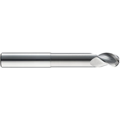 1/2″ Dia. × 1/2″ Shank × 5/8″ DOC × 3″ OAL, Carbide Uncoated, Spiral , 3 Flute, 38° Helix, Ballnose End Mill