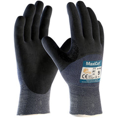 ‎44-3755/XXXL Cut Resistant Gloves - MaxiCut Ultra - Blue 15G Eng Yarn - Black 3/4 Dip MicroFoam Nitrile - A3 - Exact Industrial Supply