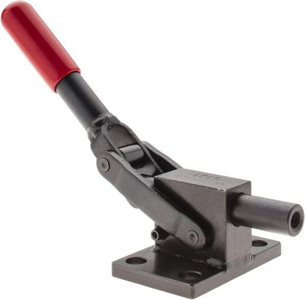 De-Sta-Co - 2,499.88 Lb Load Capacity, Flanged Base, Carbon Steel, Standard Straight Line Action Clamp - 4 Mounting Holes, 0.34" Mounting Hole Diam, 0.51" Plunger Diam, Straight Handle - Eagle Tool & Supply