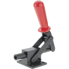 De-Sta-Co - 4,599.59 Lb Load Capacity, Flanged Base, Carbon Steel, Standard Straight Line Action Clamp - 4 Mounting Holes, 0.41" Mounting Hole Diam, 3/4" Plunger Diam, Straight Handle - Eagle Tool & Supply