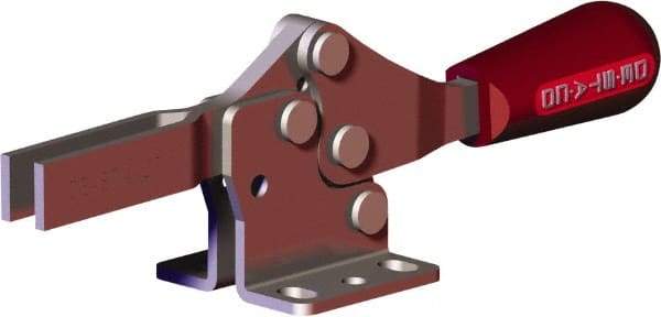 De-Sta-Co - 202 Lb Holding Capacity, Horizontal Handle, Manual Hold Down Toggle Clamp - 61° Handle Movement, 91° Bar Opening, U-Bar, Flanged Base, Carbon Steel - Eagle Tool & Supply