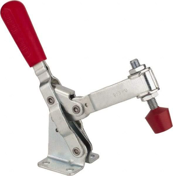 De-Sta-Co - 600 Lb Holding Capacity, Vertical Handle, Manual Hold Down Toggle Clamp - 58° Handle Movement, 103° Bar Opening, U-Bar, Flanged Base, Carbon Steel - Eagle Tool & Supply