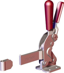 De-Sta-Co - 1,401 Lb Holding Capacity, Vertical Handle, Manual Hold Down Toggle Clamp - 66° Handle Movement, 78° Bar Opening, Solid Bar, Flanged Base, Carbon Steel - Eagle Tool & Supply