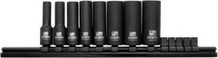 Irwin - 8 Piece 3/8" Drive Deep Well Impact Socket Set - 6 Points, 5/16" to 3/4" Range, Inch Measurement Standard - Eagle Tool & Supply