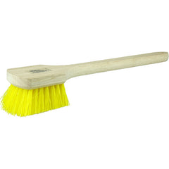 20″ Utility Scrub Brush, Yellow Polypropylene, Long Handle, Wood Block - Eagle Tool & Supply