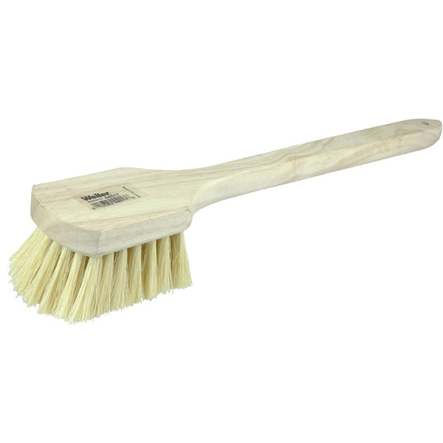 20″ Utility Scrub Brush, White Tampico Fill, Long Handle, Wood Block - Eagle Tool & Supply