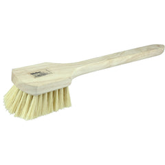 20″ Utility Scrub Brush, White Tampico Fill, Long Handle, Wood Block - Eagle Tool & Supply