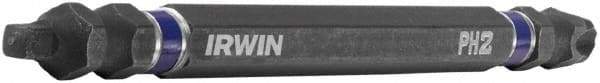 Irwin - #2" Square Size Phillips/Square Screwdriver Bit - 1/4" Hex Drive, 4" OAL - Eagle Tool & Supply