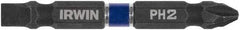 Irwin - #2 Phillips/Slotted Screwdriver Bit - 1/4" Hex Drive, 2-3/8" OAL - Eagle Tool & Supply