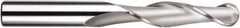 SGS - 5/8" Diam, 2-1/4" LOC, 2 Flute Solid Carbide Ball End Mill - TiN Finish, Single End, 5" OAL, 5/8" Shank Diam, Spiral Flute - Eagle Tool & Supply