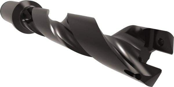 Allied Machine and Engineering - Series 24, 24 to 26mm Diam, 1" Diam Straight Shank with Flange, Helical Flute Spade Drill - 5-1/8" Max Depth, 6-17/32" Body Length, 8-13/16" OAL, Standard Length, Through Coolant - Eagle Tool & Supply
