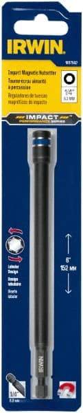 Irwin - 1/4" Magnetic Nutsetter - 1/4" Hex Drive, 6" OAL, 7/16" Socket Nose Diam - Eagle Tool & Supply