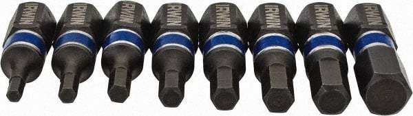 Irwin - 8 Piece, Screwdriver Insert Hex Bit Set - 5/64 to 1/4" Hex - Eagle Tool & Supply