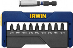 Irwin - 10 Piece, 1/4" Drive Screwdriver Insert Hex Bit Set - #1, #2 & #3 Phillips - Eagle Tool & Supply