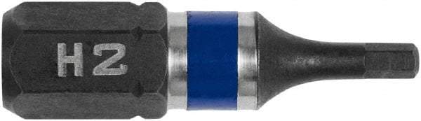 Irwin - 2mm Hex Bit - 1/4" Hex Drive, 1" OAL - Eagle Tool & Supply