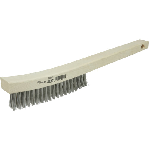 Hand Wire Scratch Brush, .012 Stainless Steel Fill, Curved Handle, 4 × 18 Rows - Eagle Tool & Supply