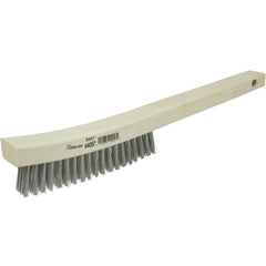 Hand Wire Scratch Brush, .012 Stainless Steel Fill, Curved Handle, 4 × 18 Rows - Eagle Tool & Supply