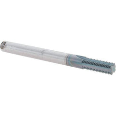 Scientific Cutting Tools - 3/8-24 Thread, 5/16" Shank Diam, AlTiN+ Coating, Solid Carbide Straight Flute Thread Mill - 4 Flutes, 3-1/2" OAL, 3/8" Min Noml Diameter - Eagle Tool & Supply