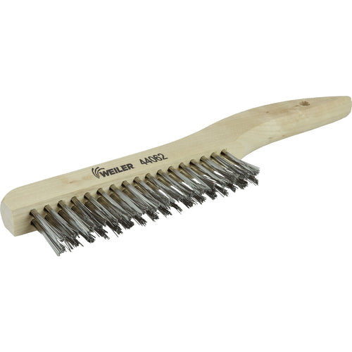 Hand Wire Scratch Brush. .012 Stainless Steel Fill, Shoe Handle, 2 × 17 Rows - Eagle Tool & Supply