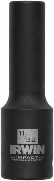 Irwin - 3/8" Drive 11/32" Deep Thin Wall Impact Socket - 6 Points, 2-1/2" OAL - Eagle Tool & Supply