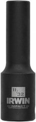 Irwin - 3/8" Drive 11/32" Deep Thin Wall Impact Socket - 6 Points, 2-1/2" OAL - Eagle Tool & Supply