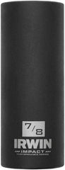 Irwin - 1/2" Drive 7/8" Deep Thin Wall Impact Socket - 6 Points, 3-1/4" OAL - Eagle Tool & Supply