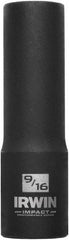 Irwin - 1/2" Drive 9/16" Deep Thin Wall Impact Socket - 6 Points, 3-1/4" OAL - Eagle Tool & Supply
