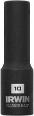 Irwin - 3/8" Drive 10mm Deep Thin Wall Impact Socket - 6 Points, 2-1/2" OAL - Eagle Tool & Supply