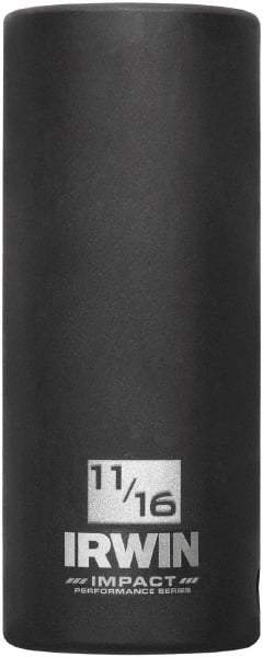 Irwin - 3/8" Drive 11/16" Deep Thin Wall Impact Socket - 6 Points, 2-1/2" OAL - Eagle Tool & Supply
