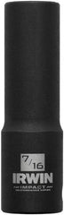 Irwin - 3/8" Drive 7/16" Deep Thin Wall Impact Socket - 6 Points, 2-1/2" OAL - Eagle Tool & Supply