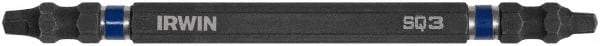 Irwin - #3 x #3" Square Size D/E Square Recess Screwdriver Bit - 1/4" Hex Drive, 4" OAL - Eagle Tool & Supply