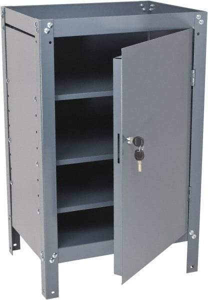 Value Collection - 3 Shelf Combination Storage Cabinet & Work Table - Gray, 21" Wide x 34" High - Eagle Tool & Supply