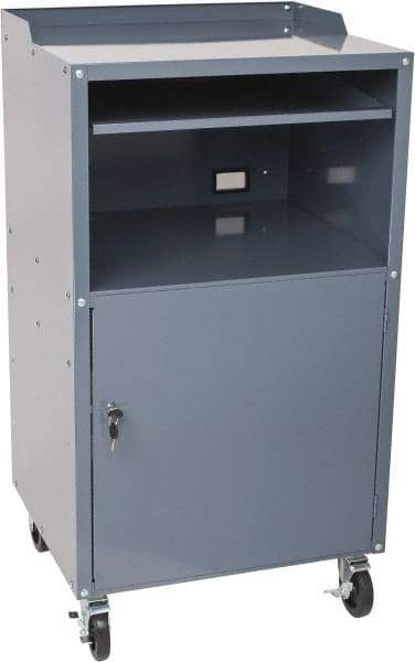 Value Collection - 200 Lb Capacity, 1 Drawer Mobile Computer Stand - 27" Wide x 24" Deep x 49-1/4" High, Steel, Gray - Eagle Tool & Supply