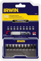 Irwin - 10 Piece, Screwdriver Insert Bit Set - #1 to #3 Square Recess - Eagle Tool & Supply
