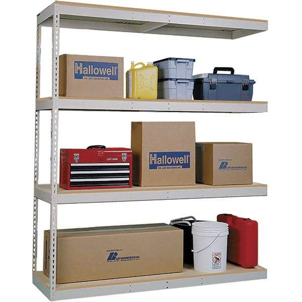 Hallowell - 4 Shelf Add-On Open Steel Shelving - 620 Lb Capacity, 96" Wide x 84" High x 48" Deep, Tan - Eagle Tool & Supply