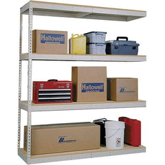 Hallowell - 4 Shelf Add-On Open Steel Shelving - 1 Lb Capacity, 96" Wide x 84" High x 48" Deep, Tan - Eagle Tool & Supply