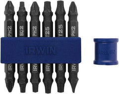 Irwin - 7 Piece, Slotted, Phillips, Torx, Square Handle, Double End Bit Set - #2 - Eagle Tool & Supply