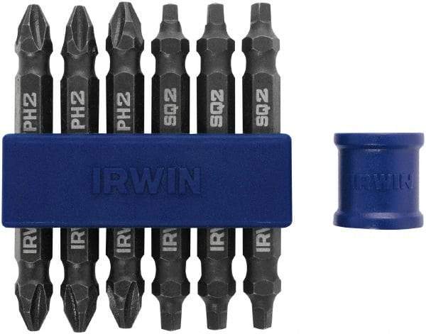 Irwin - 7 Piece, Phillips, Square Handle, Double End Bit Set - No. 2 Phillips - Eagle Tool & Supply