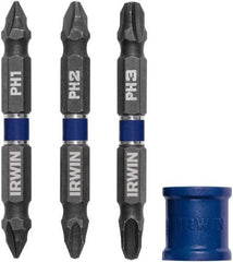 Irwin - 4 Piece, Phillips Handle, Double End Bit Set - No. 1 to No. 3 Phillips - Eagle Tool & Supply