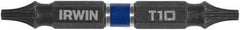 Irwin - T10 x T10 D/E Torx Screwdriver Bit - 1/4" Hex Drive, 2-3/8" OAL - Eagle Tool & Supply