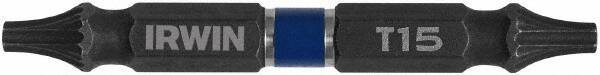 Irwin - T15 x T15 D/E Torx Screwdriver Bit - 1/4" Hex Drive, 2-3/8" OAL - Eagle Tool & Supply