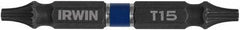 Irwin - T15 x T15 D/E Torx Screwdriver Bit - 1/4" Hex Drive, 2-3/8" OAL - Eagle Tool & Supply
