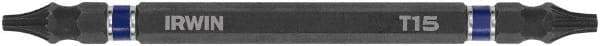 Irwin - T10 x T15 D/E Torx Screwdriver Bit - 1/4" Hex Drive, 4" OAL - Eagle Tool & Supply