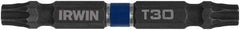 Irwin - T30 x T30 Torx Bit - 1/4" Hex Drive, 2-3/8" OAL - Eagle Tool & Supply