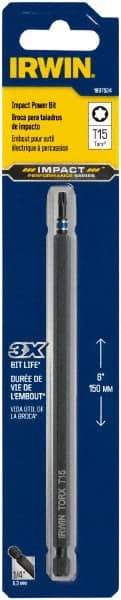 Irwin - T15 Torx Bit - 1/4" Hex Drive, 6" OAL - Eagle Tool & Supply