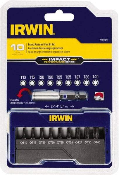 Irwin - 10 Piece, Screwdriver Insert Bit Set - T10 to T40 Torx - Eagle Tool & Supply
