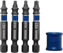 Irwin - 5 Piece, Screwdriver Power Bit Set - #1 to #3 Square Recess - Eagle Tool & Supply